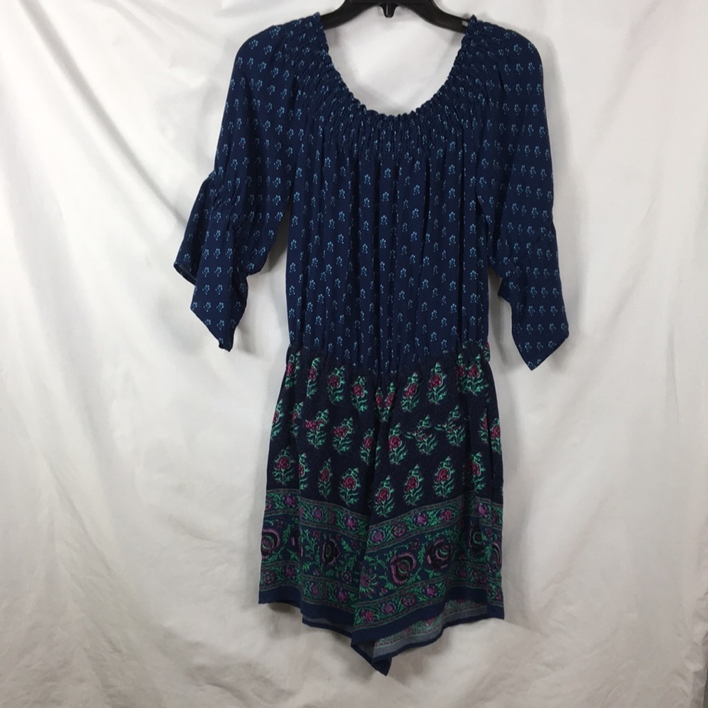 Anthropologie Kaleo Navy Floral Off the Shoulder romper Size XS NEW With Tags - Picture 15 of 16